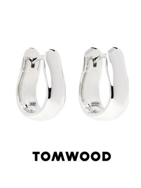 TOM WOOD | Oyster Hoops Small – Sterling Silver (Rhodium Plated)